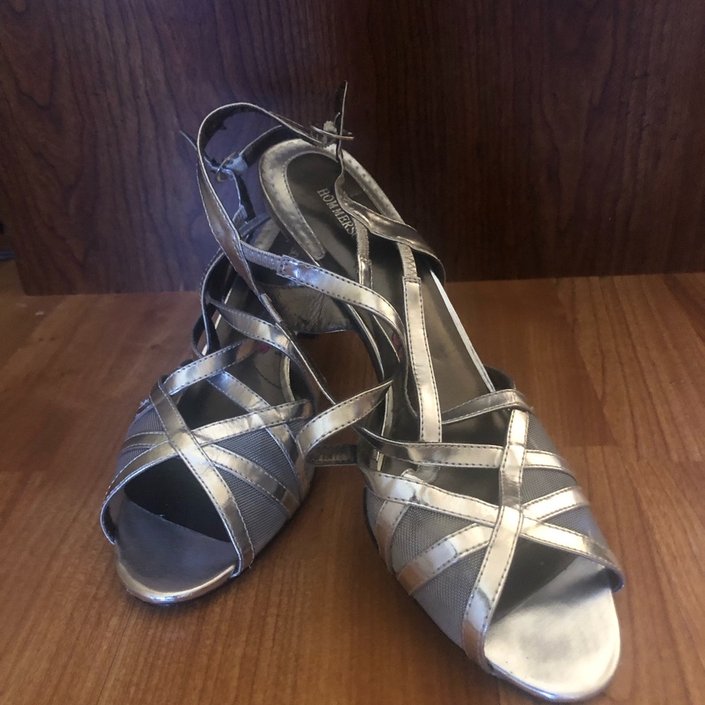 Ros Hommerson Shimmering Silver Strappy Heels